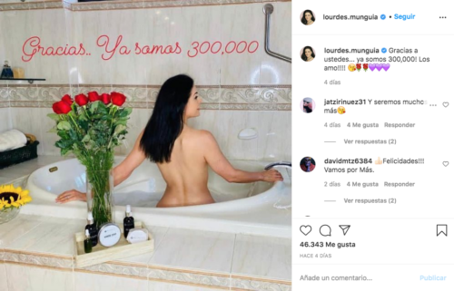 Foto de Lourdes Munguía sin ropa en instagram
