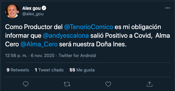 Andrea Escalona da positivo a las pruebas de Covid-19