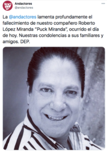 Tuit muerte Roberto Puck Miranda