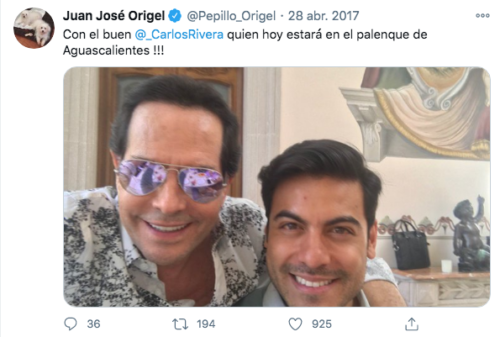 Tuit pepillo origel con carlos rivera