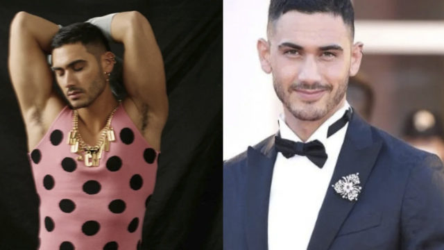 Alex Speitzer posa en una revista usando un vestido rosa