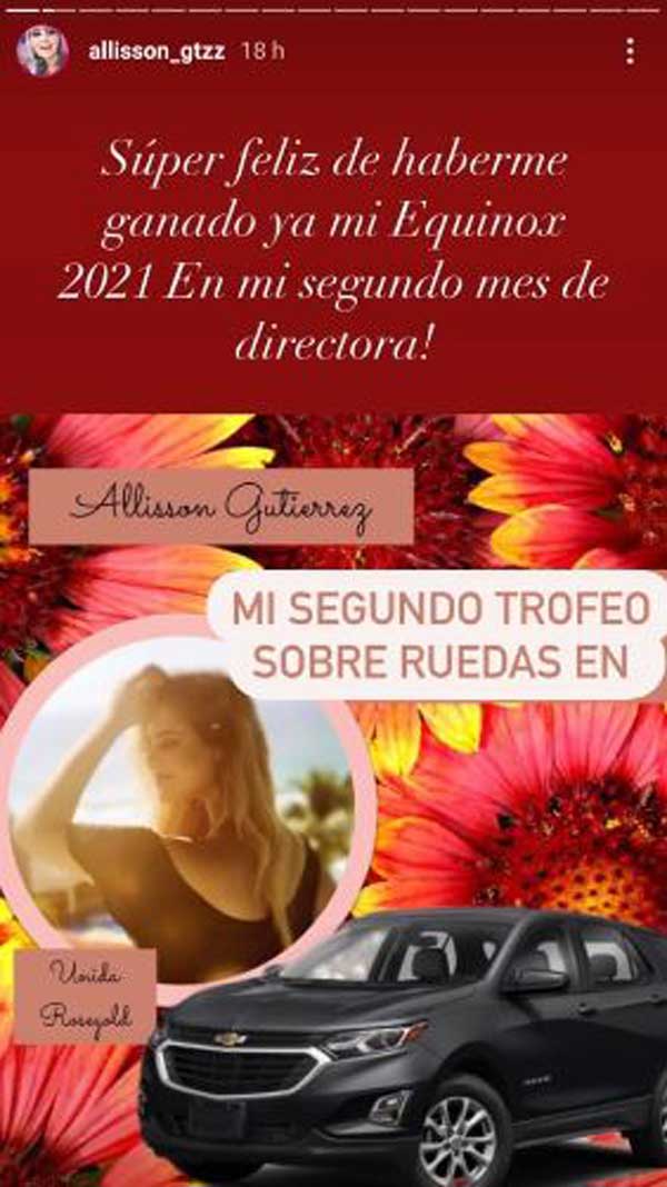 Allisson Lozz presume camioneta que se ganó en su trabajo