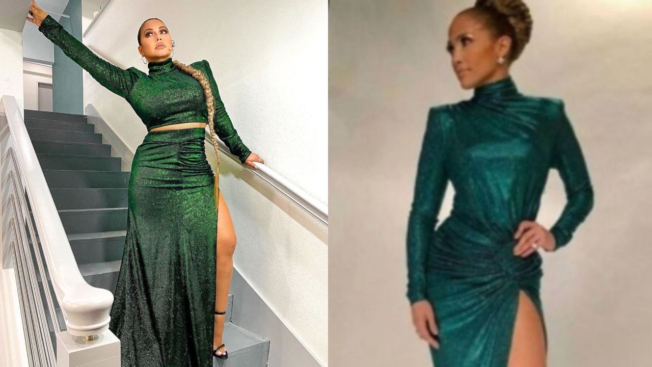 Chiquis Rivera y JLo vestido verde
