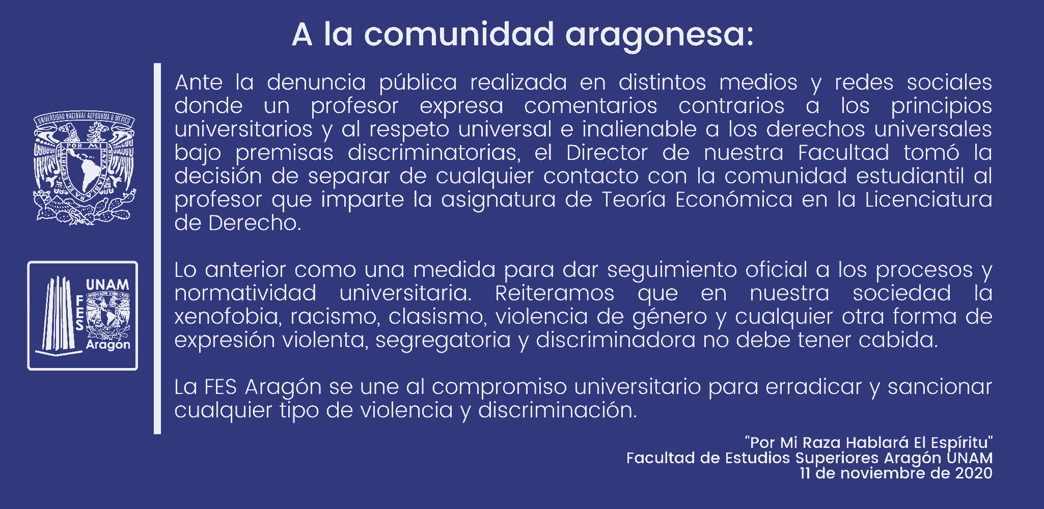 Separan a maestro de FES Aragón tras agredir inmigrantes