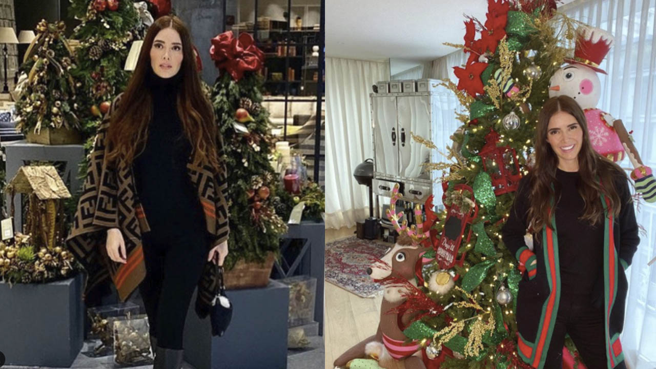 Marlene Favela posa con su hija para fotos Navideñas