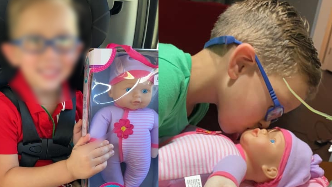 Niño pide muñeca para jugar a ser el mejor papá del mundo