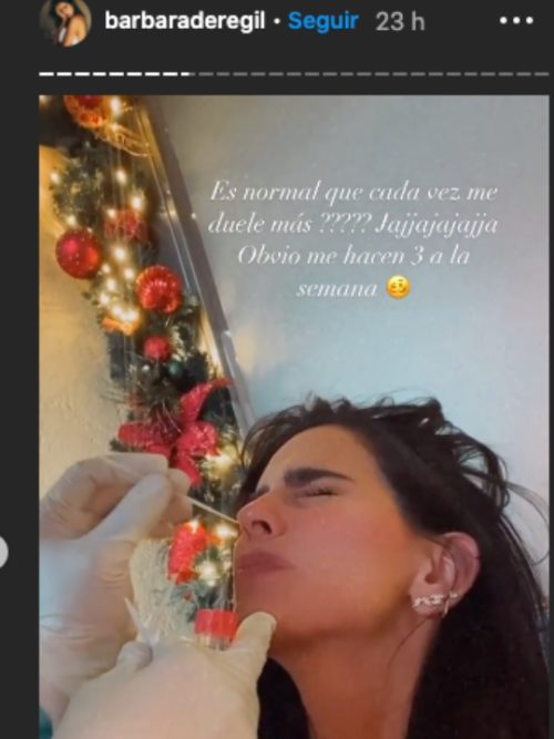 BÃ¡rbara de Regil muestra su prueba covid en la nariz
