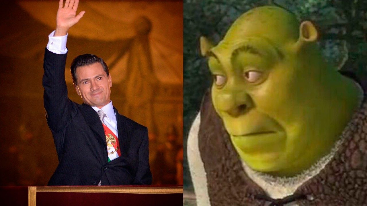 Enrique Peña Nieto feliz con su belisario domínguez y meme de shrek