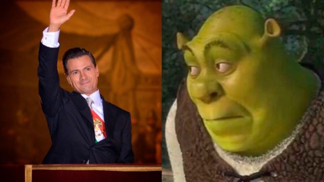 Enrique Peña Nieto feliz con su belisario domínguez y meme de shrek