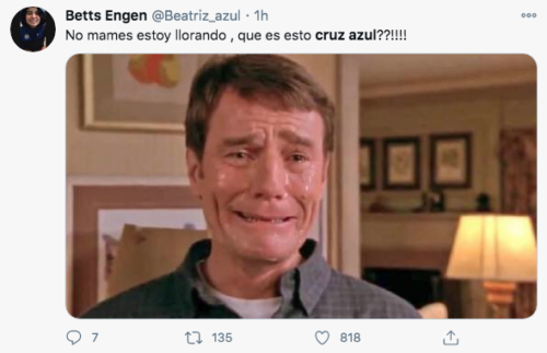 Meme aficionados de cruz azul llorando