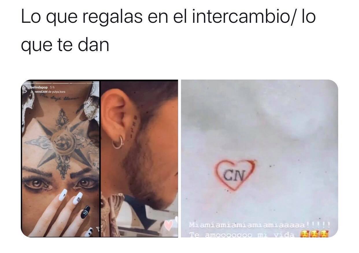 Meme tatuajes Nodal y Belinda