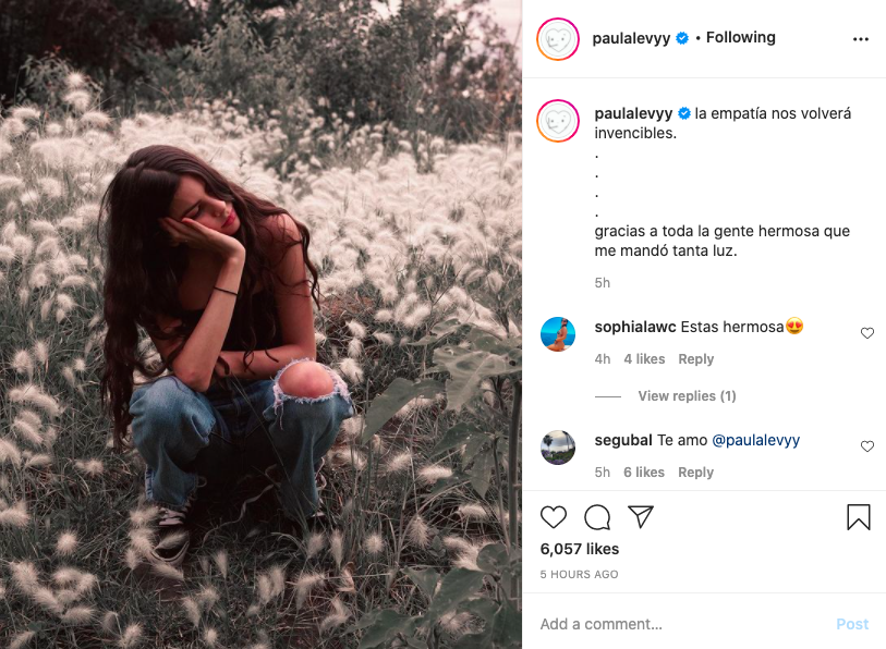 Paula Levy agradece el apoyo de sus fans tras su situación familiar