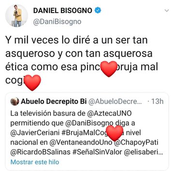 Tuit Daniel Bisogno contra Javier Ceriani