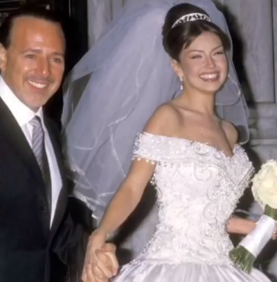 Thalia y Tommy Mottola en su boda