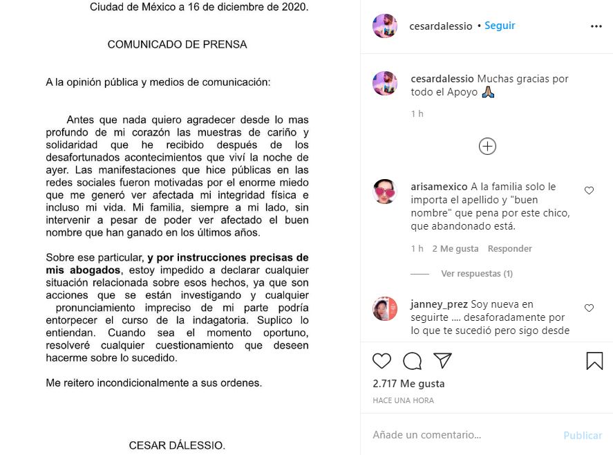 César D'Alessio Arturo Montiel comunicado