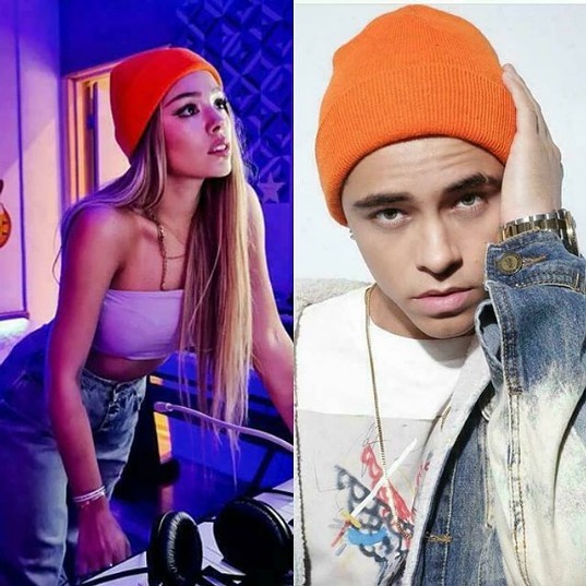 Danna Paola y Alex Hoyer gorrito naranja