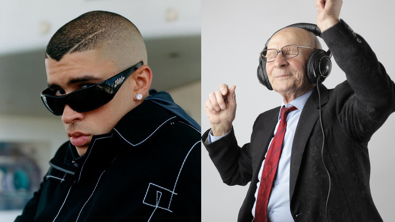 Adulto mayor escuchando musica