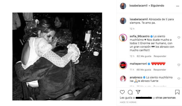 Issabela Camil abrazada a su papá Jaime Camil