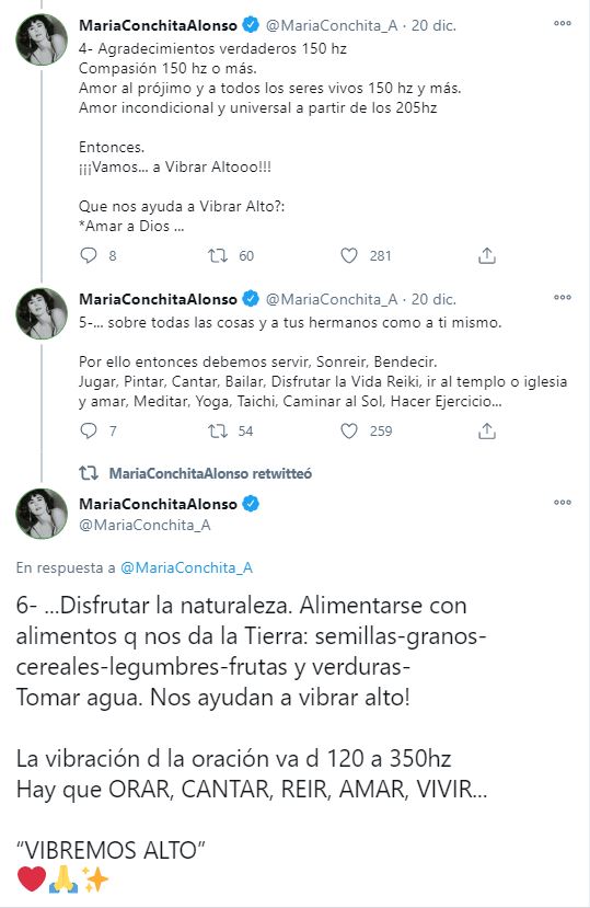 MarÃ­a Conchita Alonso pide "vibrar alto" para vencer la Covid-19