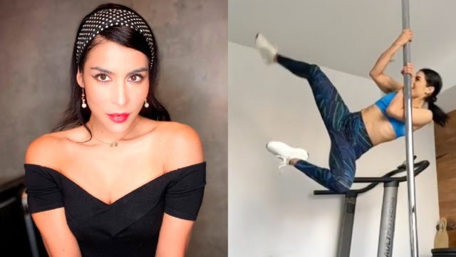 María León practicando pole dance donde sufrió parálisis facial