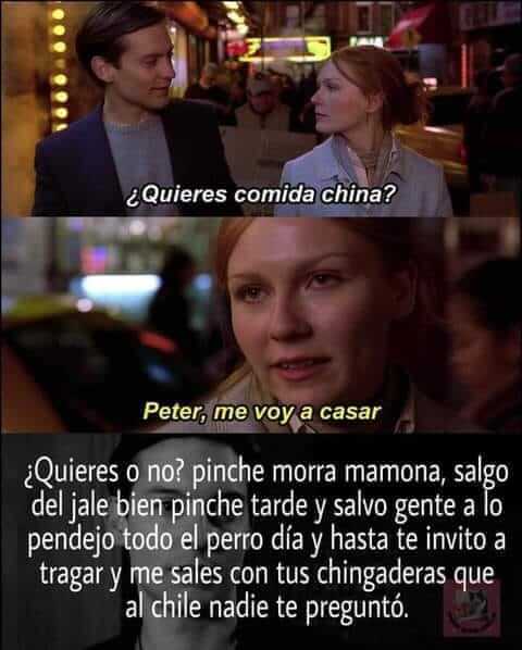 Meme Peter me voy a casar comida china