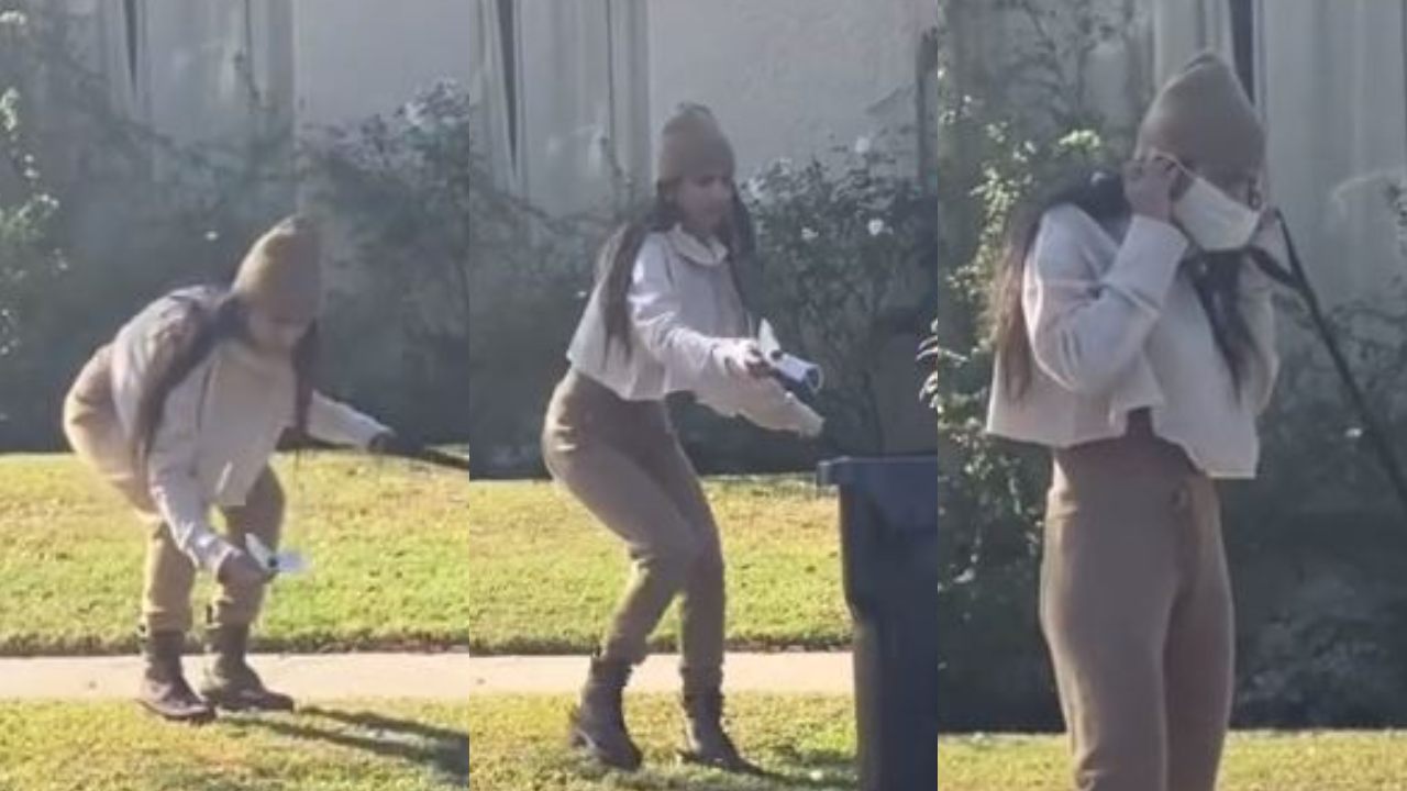 Mia Khalifa recoge las heces de su perro con su cubrebocas y se lo vuelve a poner