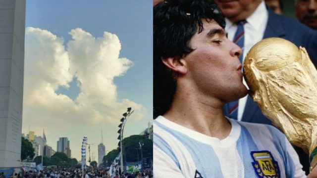 ApariciÃ³n de Maradona en el cielo de Argentina