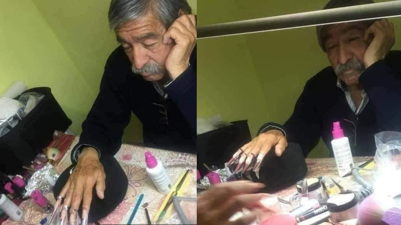PapÃ¡ deja que su hija le ponga uÃ±as acrÃ­licas para el examen de su curso