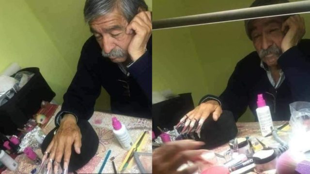 PapÃ¡ deja que su hija le ponga uÃ±as acrÃ­licas para el examen de su curso