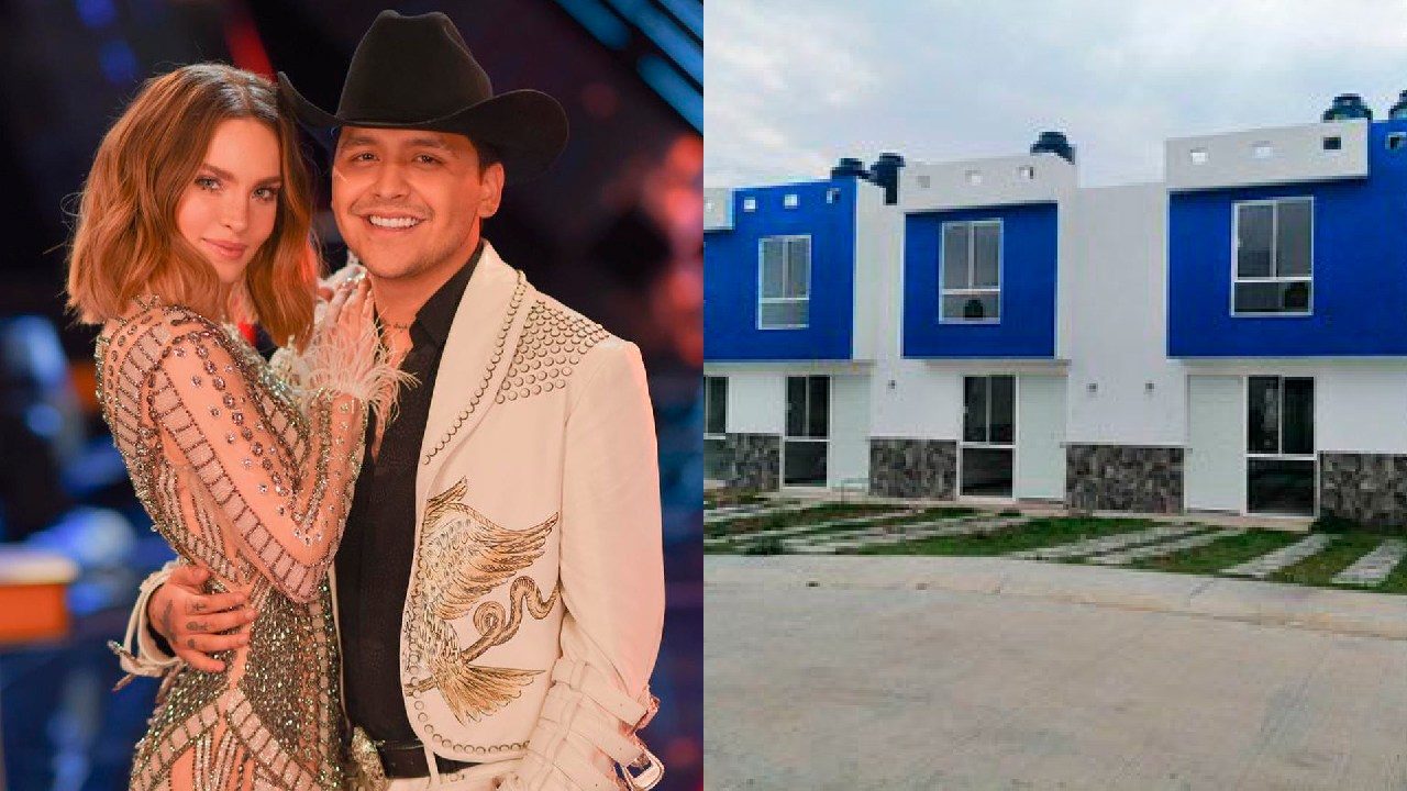 Belinda y Christian Nodal viendo casas del Infonavit