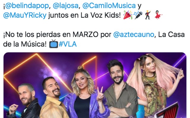 Tuit de los coaches de la voz kids méxico