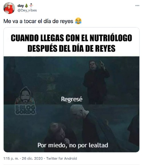 Meme del nutriólogo después de reyes