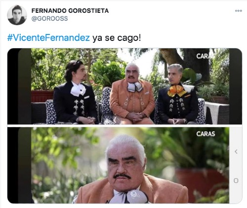 Meme vicente fernández con moño y su hijo y su nieto 