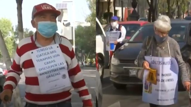 Abuelos piden limosna