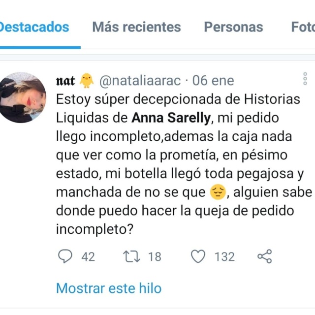 Comentarios twitter Anna Sarelly