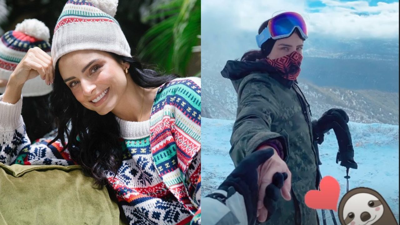 Aislinn Derbez y acompañante