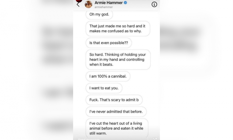 Revelan pruebas de que Armie Hammer es caníbal