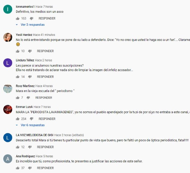 Críticas a la periodista de espectáculos