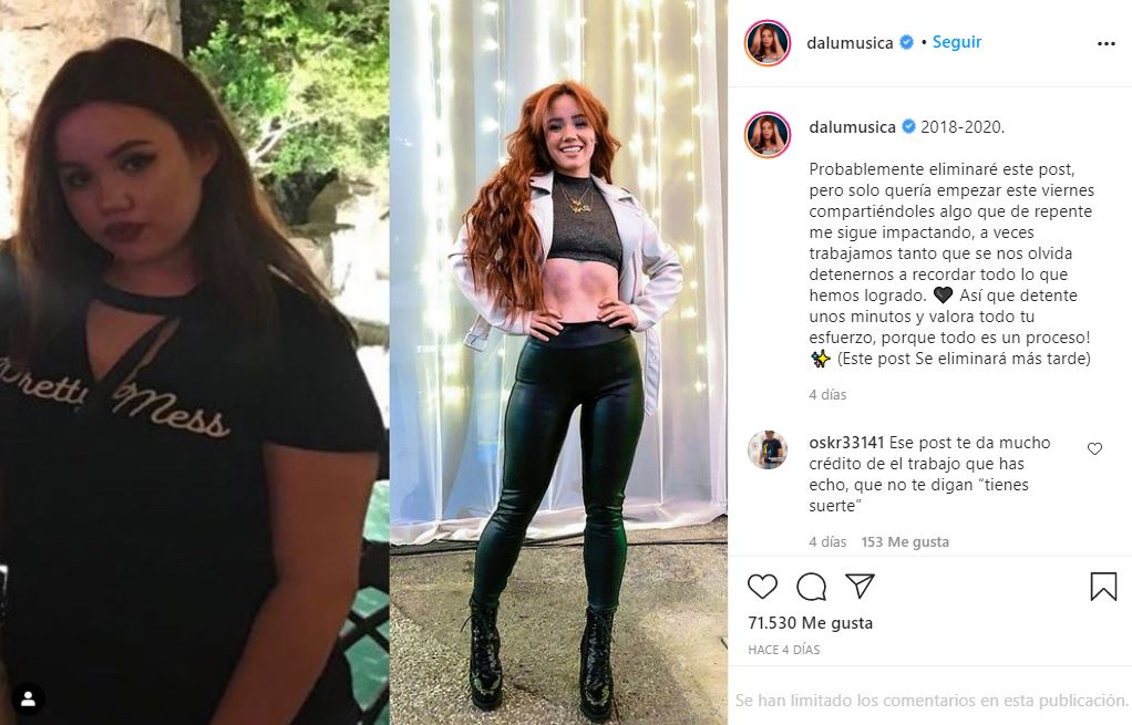 Dalú de 'La Academia' presume su cambio físico tras perder varios kilos