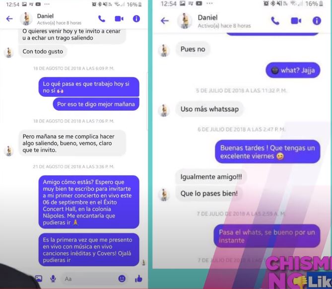 Daniel Bisogno coquetando por mensajes con participante de La Voz