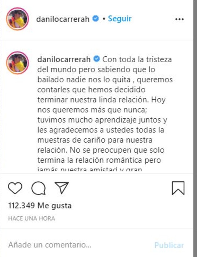 Michelle Renaud y Danilo Carrera terminaron para siempre