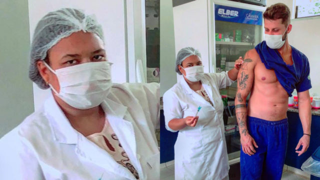 Enfermera se vuelve viral por su reacciÃ³n al vacunar musculoso enfermero