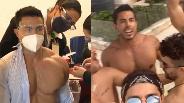 Exhiben al médico musculoso Alex Silva que fue vacunado contra Covid de fiesta en la playa