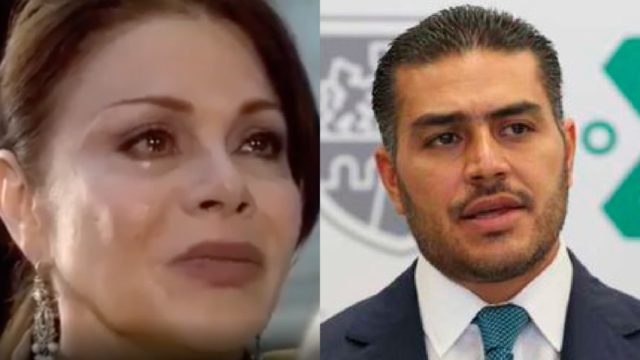 María Sorté llorando por el atentado de su hijo Omar García Harfuch