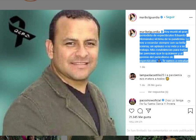 Por Covid-19, Maribel Guardia pierde aun ser querido