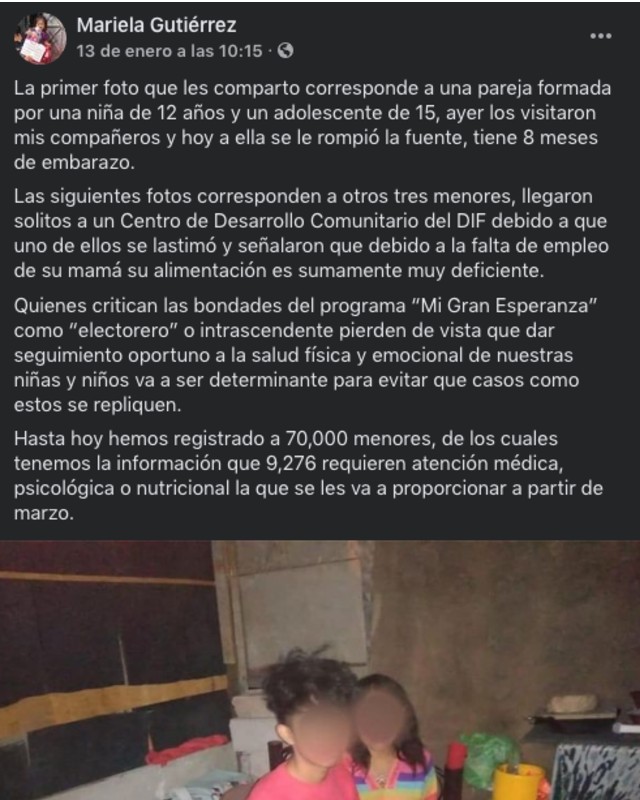 Mariela GFutierrez informa de la niña de 12 años que ya es mamá