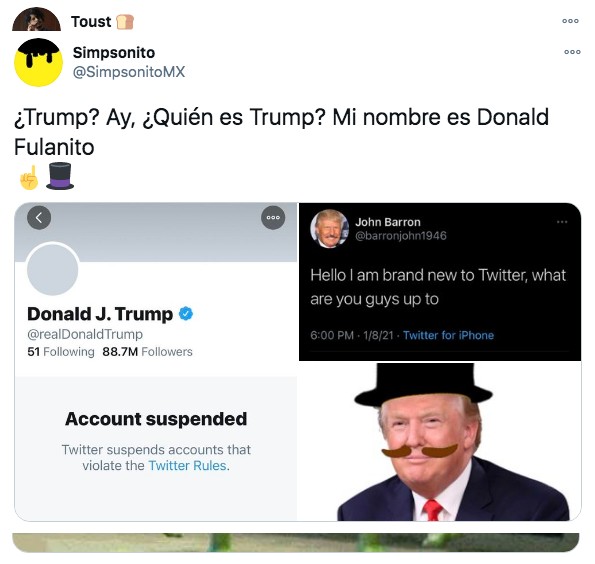 Meme de la nueva cuenta de donald trump