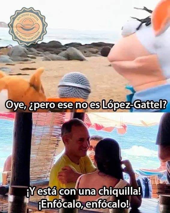 Meme de Chimino captando a Lopez-Gatell en la playa