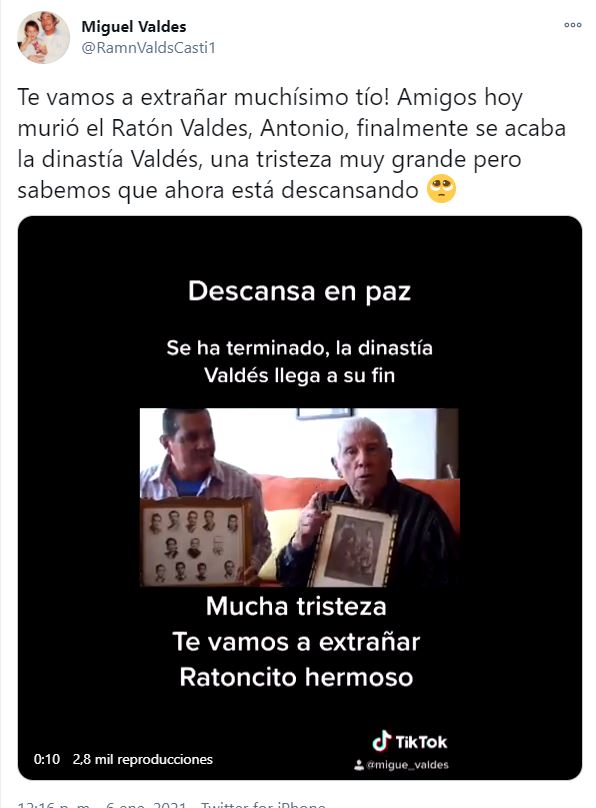 Murió Antonio "Ratón" Valdés