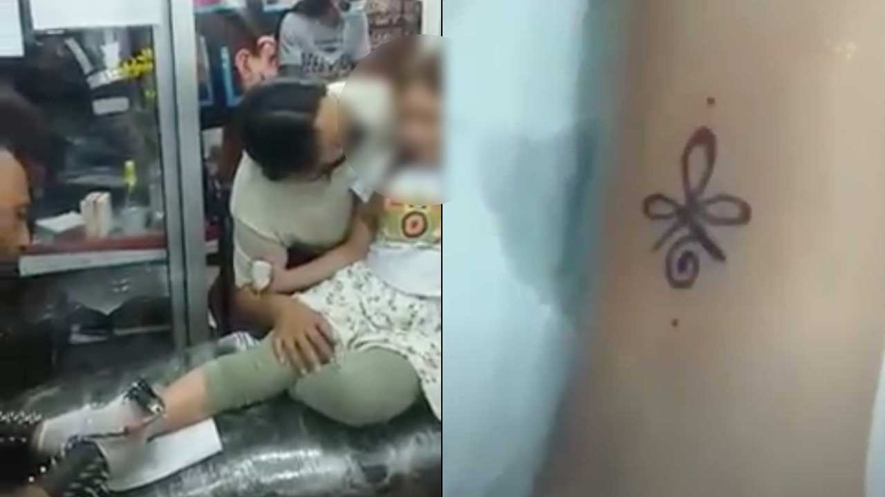 Padres tatúan a niña mientras esta llora de dolor en Colombia